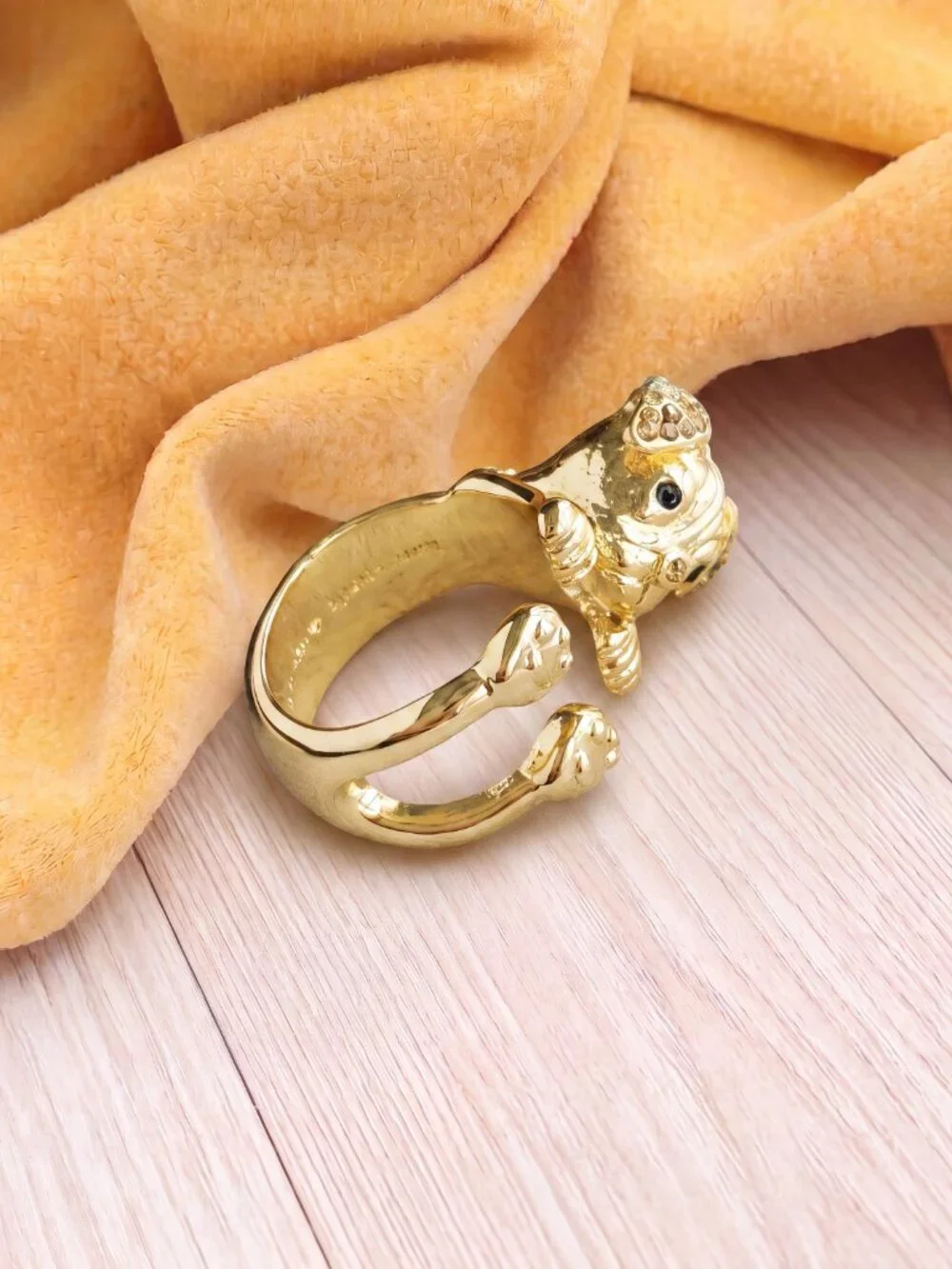 Kate Spade Puppy Gold Wrap Ring Gold NEW